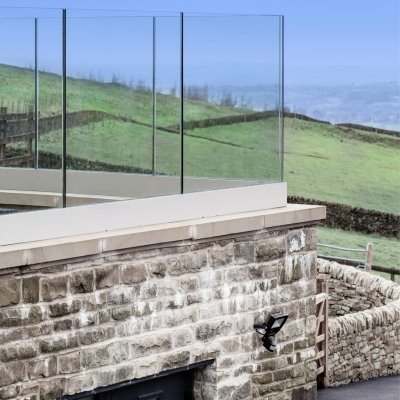 GLASSLOC frameless glass balustrade channel system with no handrail - floor mounted and fascia fix options - domestic and commercial use
