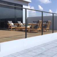 Alulock post glass balustrade system with handrail - residential and light commercial use
