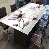 Printed toughened glass table top protectors