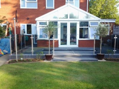 Tinted Grey Glass Balustrade Post with No Handrail