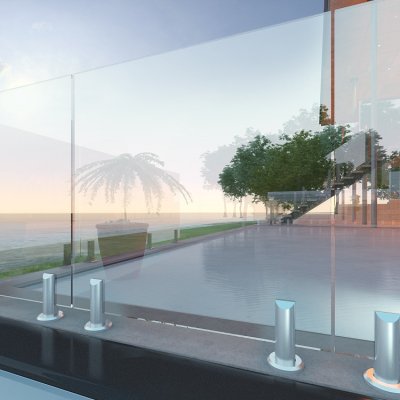 Aluminium Spigot 1.5kN rating glass balustrade system no handrail - residential and light commercial use