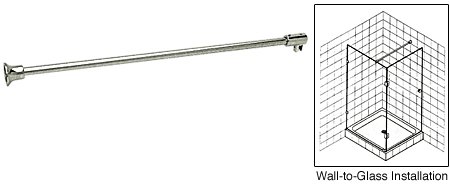 CRL Brushed Nickel Frameless Shower Door Fixed Panel Wall-to-Glass Support Bar for 3/8" to 1/2" Thick Glass